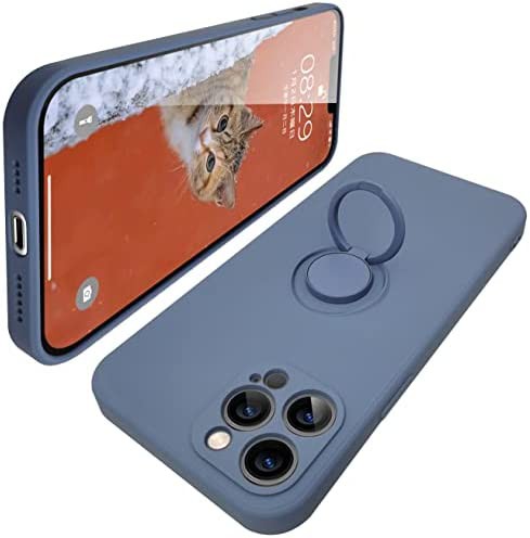 iphone12 pro ケース リング付 アイフォン12pro リング カバー マット感 液体シリコン 耐衝撃 レンズ保護 ソフト スタンド機能付き 360回