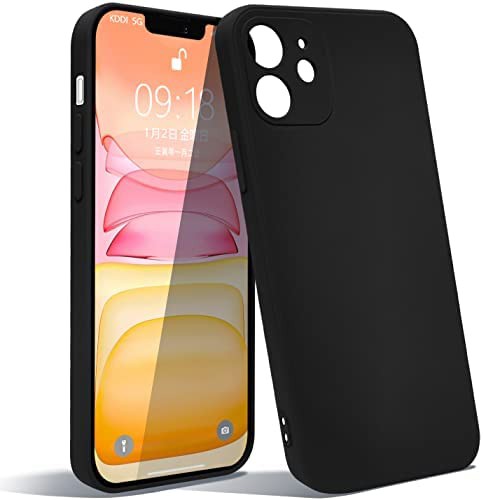 iphone11 ケース アイフォン11 カバー マット感 液体シリコン 耐衝撃 指紋防止 レンズ保護 ソフト ワイヤレス充電対応(ブラック)