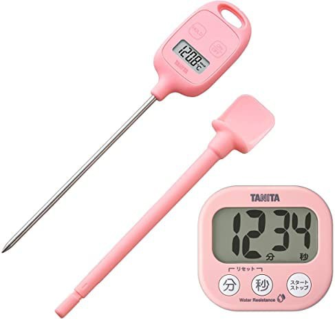 【セット買い】タニタ ピンク 温度計 スティック 料理 調理 50~240度 TT-583 PK + キッチンタイマー 洗える でか見えタイマー TD426PK 8.