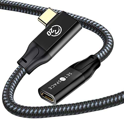 USB type c延長ケーブル L USB3.2 Gen2X2 (20Gbps) SETMSPACE延長USB-Cポートデバイス Thunderbolt 3ケーブル 100W対応 (20C/5A)PD急速充
