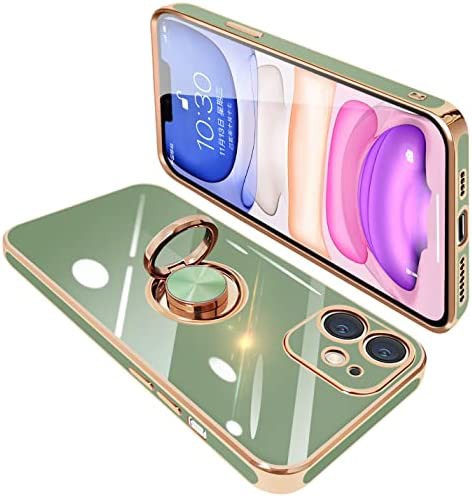 iPhone11 ケース リング付き アイフォン11 リング カバー 耐衝撃 TPU メッキ加工 360°回転 スタンド機能 車載ホルダー ストラップホール