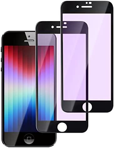 【ブルーライトカット】iPhone SE3 ガラスフィルム【2枚セット】iphonese第3世代 保護フィルム 全面保護 iphonese3 フィルム【ブラック/