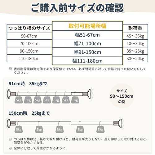 チチロバ(Titiroba) つっぱり棒 強力 突っ張り棒 取付幅111-180cm 耐