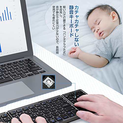 Ewin ワイヤレス キーボード 折りたたみ式 Bluetooth テンキー付き