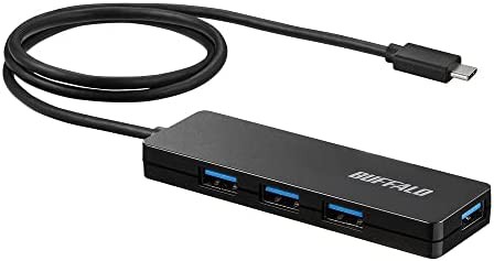 バッファロー USB ハブ USB3.2(Gen1) Type-C バスパワー 4ポート ブラック スリム設計 60cm 軽量 テレワーク 在宅勤務 BSH4U12560C1BK