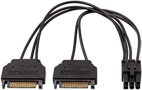 アイネックス PCI Express6ピン用電源変換ケーブル 15cm ブラック PX-016-BK