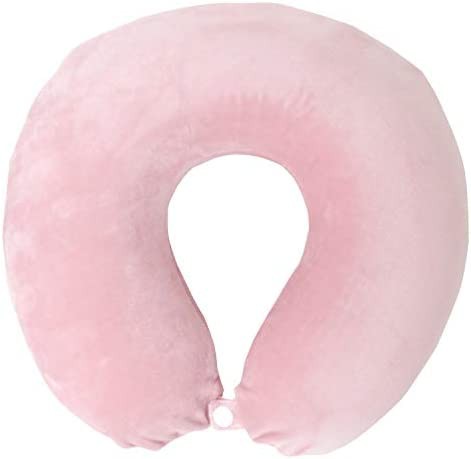 メリーナイト 低反発 ネックピロー Ｕ型 「もちとろん」 ピンク 外して洗えるカバー付き 首元ボタン付きでズレにくい ウレタンフォーム