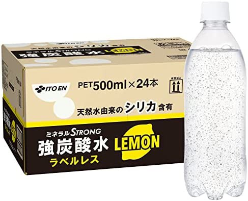 伊藤園 ラベルレス 強炭酸水 レモン 500ml×24本 シリカ含有