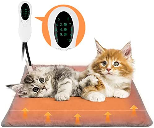 Iseebiz ペット用ホットカーペット 猫 犬 小動物用 ペットヒーターマット 10段階温度調節可能 3段タイマー機能 50*40CM ホットマット 電
