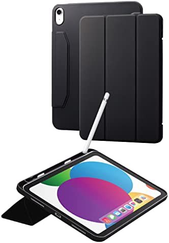 エレコム iPad 10.9 第10世代 (2022モデル) ケース フラップケース 抗菌ソフトレザー Apple Pencil収納 ブラック TBWA22RWVSA2BK