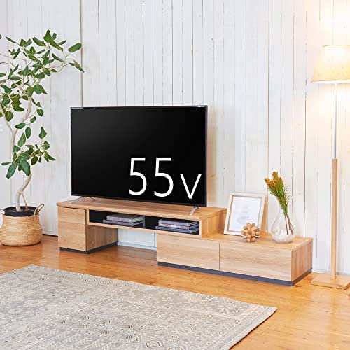 白井産業 伸縮 テレビ 台 32から55V 型 対応 ナチュラルブラウン 幅130 ...