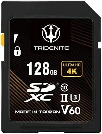 【送料無料】TRIDENITE 128GB SDカード 読取り最大 245MB/s, UHS-II U3 V60 4K UHD, PROFESSIONAL GRADE SDXC メモリーカード 黒