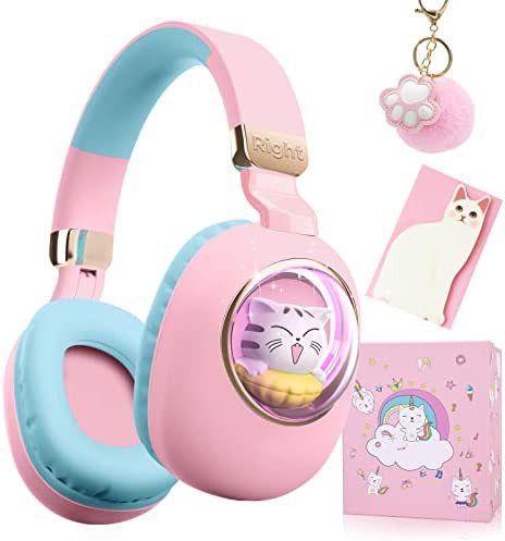 【送料無料】QearFunXD 子供Bluetooth猫ヘッドホン 子供ワイヤレスヘッドフォン キッズヘッドフォン こども用 女の子用 かわいい ヘッド