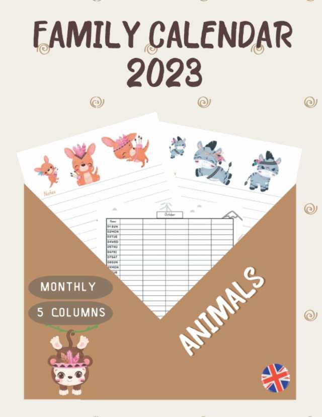 Family Monthly Calendar 2023 Tribal Animals: Monthly Home Planner for Family Elegant Style Month to View January to December