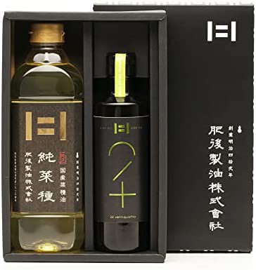 [肥後製油] 菜種油 ギフト 純菜種・EVオリーブオイル詰合せ 2本セット 600g×1本(純菜種×1)、250g×1本(EVオリーブオイル×1) エクスト