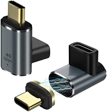 USB4 磁気アダプタ TiMOVO マグネット式アダプター 2個セット L字型 USB-Cオス ? USB-Cメス 直角コネクター steam deck対応 switch対応