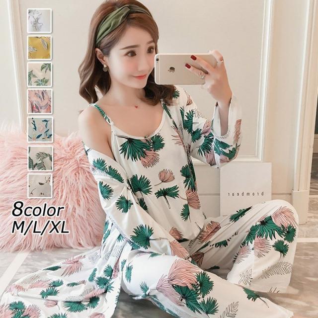 3点パジャマ ルームウェア レディース 春夏秋冬 前開き パジャマ 可愛い 花柄 ルームウェア 薄手レション 女性 部屋着 寝巻き ランジェリの通販はau Pay マーケット 華販売