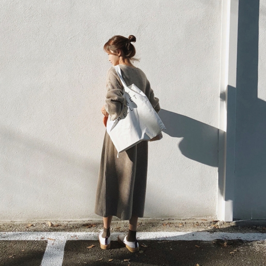 大きいサイズ レディース ニットワンピース 秋冬グレー ラウンドネック ゆったり ロング丈 ニットワンピ ロングコート レディース ワンの通販はau Pay マーケット ショップモール To You