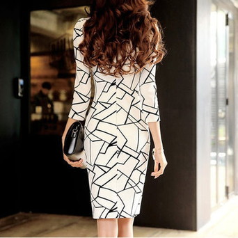 結婚式ドレス パーティードレス モードな幾何柄タイトワンピース A0073の通販はau Pay マーケット ショップモール To You