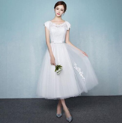 結婚式ドレス パーティードレス ミモレ丈ドレス ウェディングドレス ミモレ丈 レース 結婚式 白ワンピース エンパイア Aの通販はau Pay マーケット ショップモール To You