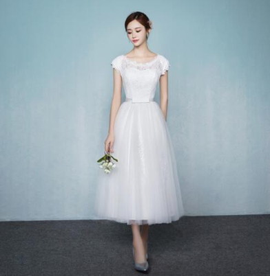 結婚式ドレス パーティードレス ミモレ丈ドレス ウェディングドレス ミモレ丈 レース 結婚式 白ワンピース エンパイア Aの通販はau Pay マーケット ショップモール To You