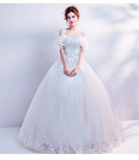 ウェディングドレスパーティードレスレース 花柄刺繍 ホワイト 結婚式 披露宴 演奏会 花嫁 ロング丈 の通販はau Pay マーケット ショップモール To You