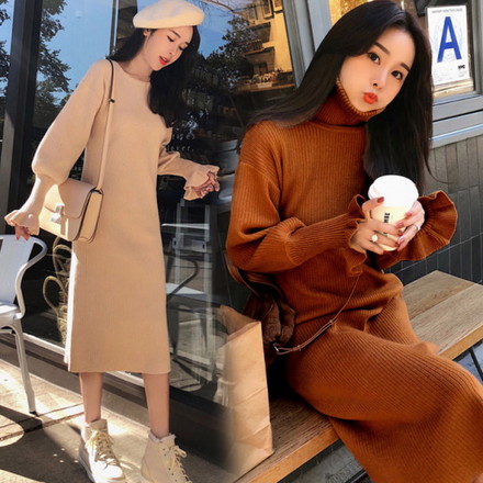 大きいサイズ レディース ニットワンピース 秋冬フリル袖 セパレートハイネック ミモザ丈 ４カラー ワンピース ニットワンピ Kh 2629の通販はau Pay マーケット ショップモール To You