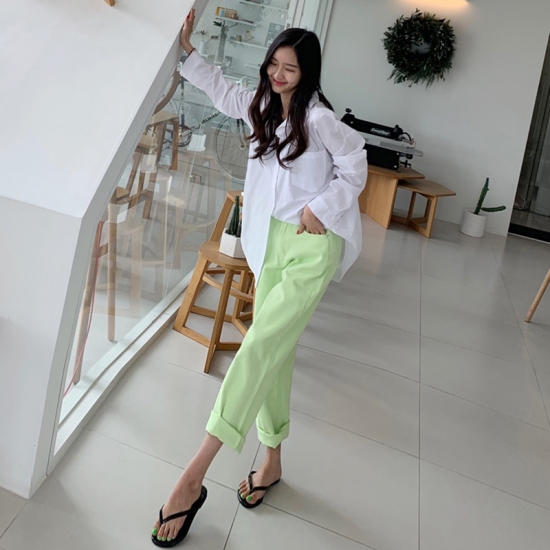 韓国 ファッション レディース 夏 コットンパンツ レディースパンツ シャーベットカラー ロングパンツ 春夏 カラーパンツ K0274の通販はau Pay マーケット ショップモール To You