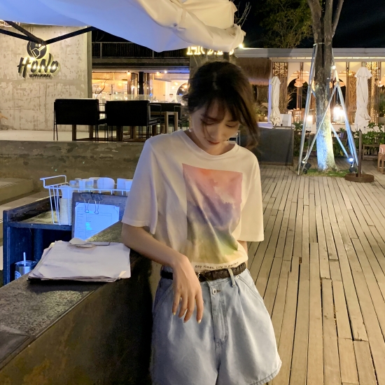 韓国 ファッション レディース 夏 フォトプリントtシャツ シンプルt レディーストップス オシャレコーデ カジュアル 半袖 大人カジュアルの通販はau Pay マーケット ショップモール To You