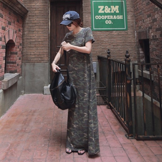 40代のファッションレディース ワンピース ロングカムフラージュ柄ｔシャツワンピ 迷彩 マキシ丈 リラックスウェア 半袖 ゆったりサイズ の通販はau Pay マーケット ショップモール To You