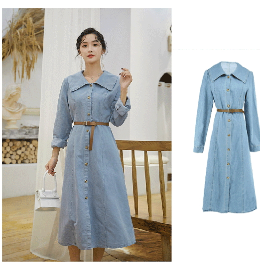 デニムワンピース 秋冬 レディース 秋冬 大きめ襟 ミディアムロング 大人可愛い ベルト付き 前ボタン 授乳 大きめサイズ カジュアル デニの通販はau Pay マーケット ショップモール To You