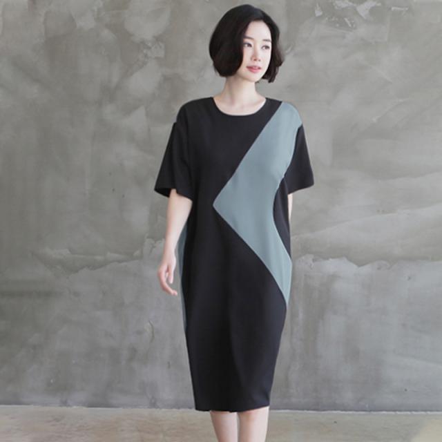 ワンピース レディース ミディアム丈 幾何学模様 切り替え クルーネック モノトーン シック 半袖 袖あり 無地 レトロ トレンド ゆったり 大きいサイズ オーバーサイズ フレア 体型カバー 着痩せ ルーズ おしゃれ 大人 大人可愛い カジュアル 韓国 キュート シンプル 春 夏の通販は 11,580円