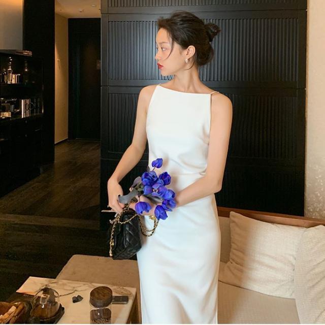 ドレス ワンピース レディース パーティドレス オケージョン タイトドレス タイトワンピース キャミドレス ミモレ丈 ノースリーブ プルオーバー 無地 タイト スリム 細身 着痩せ 体型カバー 深スリット ハイウエスト 大人可愛い カジュアル フォーマル セクシー フェミニンの通販は 8,880円