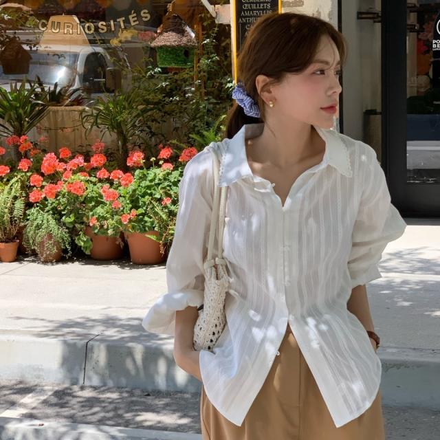 トップス レディース 女性用 シャツ ブラウス 長袖 襟付き スキッパー 開襟 ストライプ ベーシック トレンド フロントボタン ゆったり オーバーサイズ ドロップショルダー 体型カバー 着痩せ 薄手 ルーズ 大人可愛い カジュアル フェミニン ガーリー 韓国 シンプル ラフの通販は 4,752円