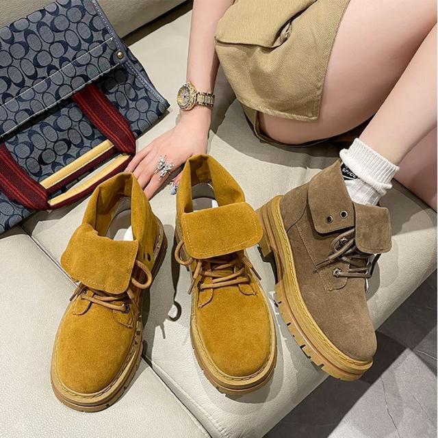 シューズ レディース 靴 ブーツ ショートブーツ ブーティー ミドルヒール スエード レースアップ 2way 痛くない 歩きやすい 履きやすい 走れる 疲れにくい ラウンドトゥ 美脚 脚長 スエード調 折り返し 編み上げ 無地 大人可愛い シンプル カジュアル 大人 おしゃれの通販は 5,986円