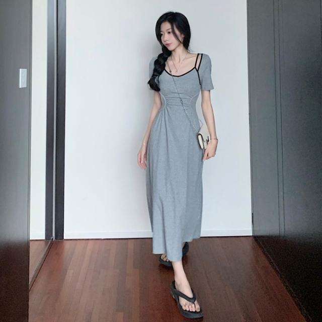 ワンピース レディース ドレス キャミソール タイトワンピース カットアウト ボディコンシャス ノースリブ キャミワンピ レトロ レイヤード タイト カットアウト 切り替え フェイクレイヤード 体型カバー 着痩せ おしゃれ 大人 大人可愛い カジュアル 清楚 フェミニン 上品の通販は 5,282円