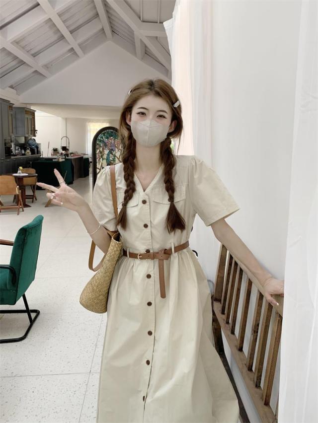 圧縮ウール100% リブ使い ウエストタックワンピース / 日本製 40代 50