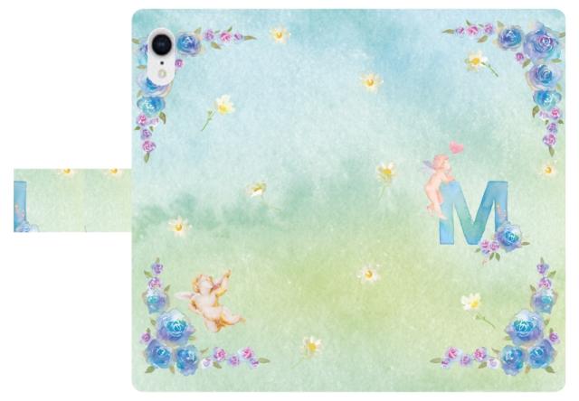 スマホケース アイフォンxr 手帳型ケース Iphonexr ブックカバー 送料無料 名入れ かわいい イニシャルエンジェルの通販はau Pay マーケット オリジナルショップらふら