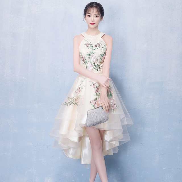 韓国 パーティードレス フィッシュテールドレス フレア ワンピース ホルターネック 大きいサイズ 花柄 お呼ばれドレス 結婚式の通販はau Pay マーケット Kain カイン