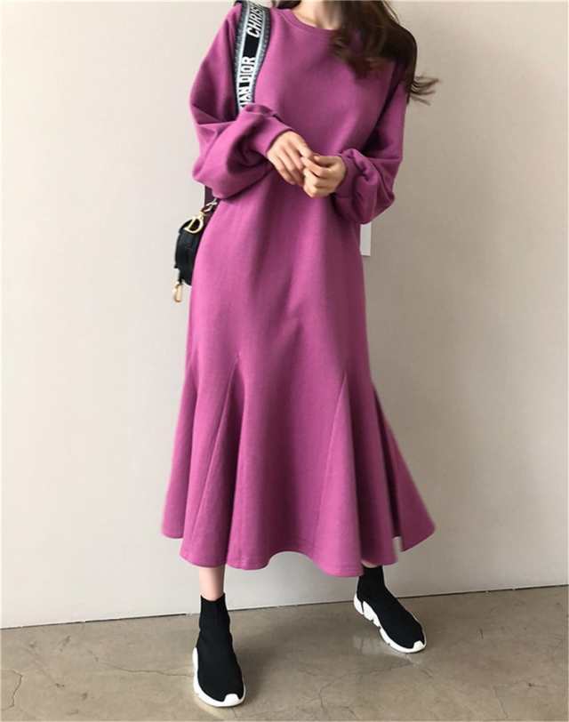 スウェット マーメイド ワンピース ロングワンピース 大きいサイズ 大人カジュアル デート 休日コーデ 秋服 冬服 トレーナーワンピースの通販はau Pay マーケット Kain カイン