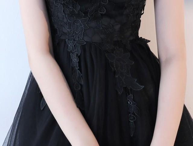 韓国 パーティードレス 黒 ミニドレス フレアスカート リトルブラック ...