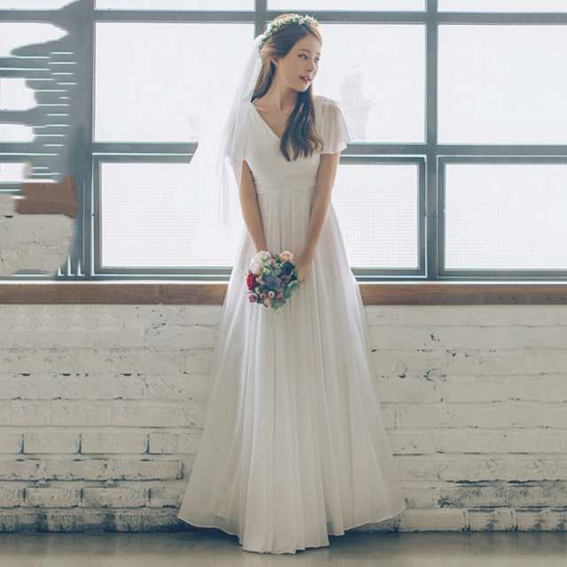 ウェディングドレス 白 二次会 花嫁 大きいサイズ 小さいサイズ 袖あり