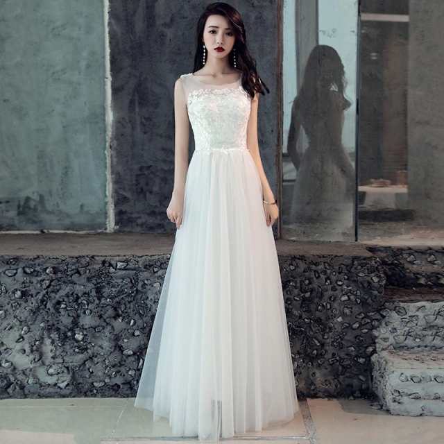 ウェディングドレス スレンダー 大きいサイズ 白 ロングドレス 花嫁