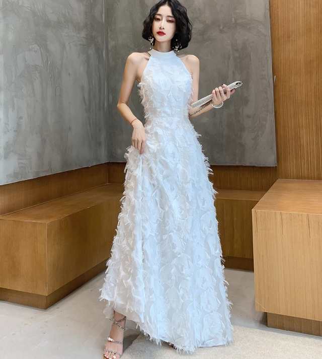 ウェディングドレス スレンダー 白 ロングドレス 結婚式 二次会 ドレス ...