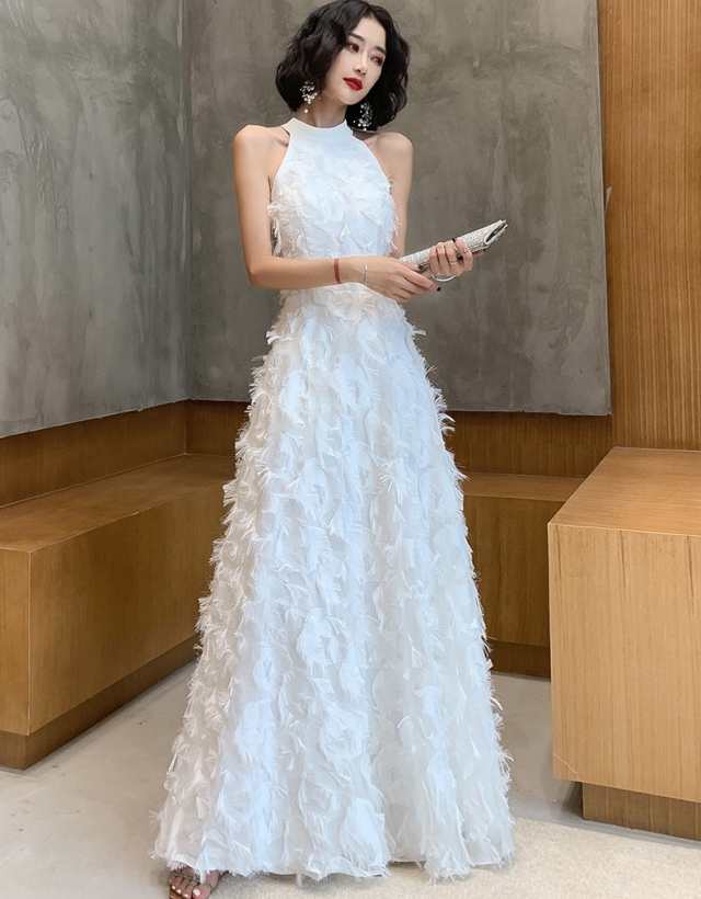 ウェディングドレス スレンダー 白 ロングドレス 結婚式 二次会 ドレス