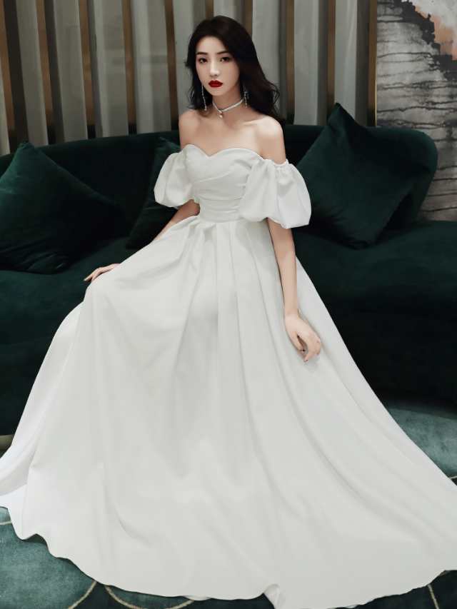 [一部即納] ウェディングドレス スレンダー オフショル ウェディングドレス カラードレス 花嫁 白 ロングドレス 結婚式 二次会 大きいサ｜au  PAY マーケット