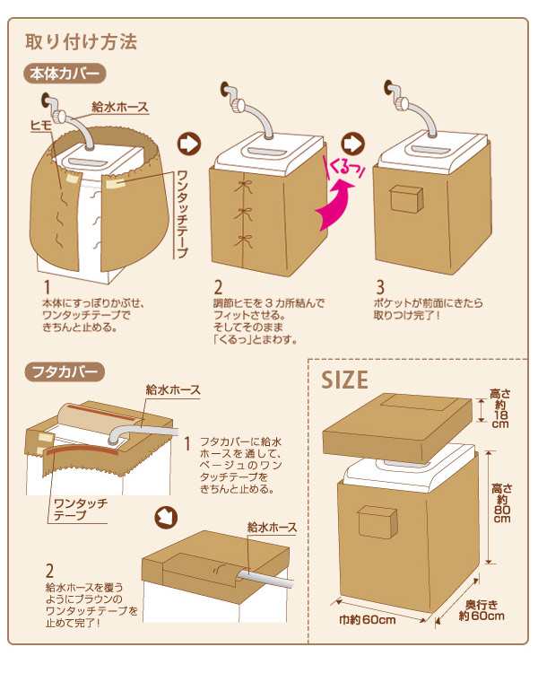 洗濯機すっぽりカバー ベージュ （ 洗濯機カバー 屋外 汚れ防止 洗濯機 カバー 外置き 保護 保護カバー 全自動洗濯機 縦型洗濯機 雨 風  の通販はau PAY マーケット - リビングート