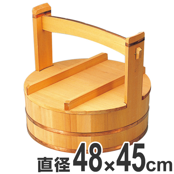 おかもち 木製 尺6寸 岡持 取っ手付き 桶 業務用 （ 出前箱 鮨 出前 寿司 すし おけ 配達 運び 運ぶ 盛り付け 大容量 大サイズ 飲食店 寿司屋 和食 岡持ち 持ち手付き ）