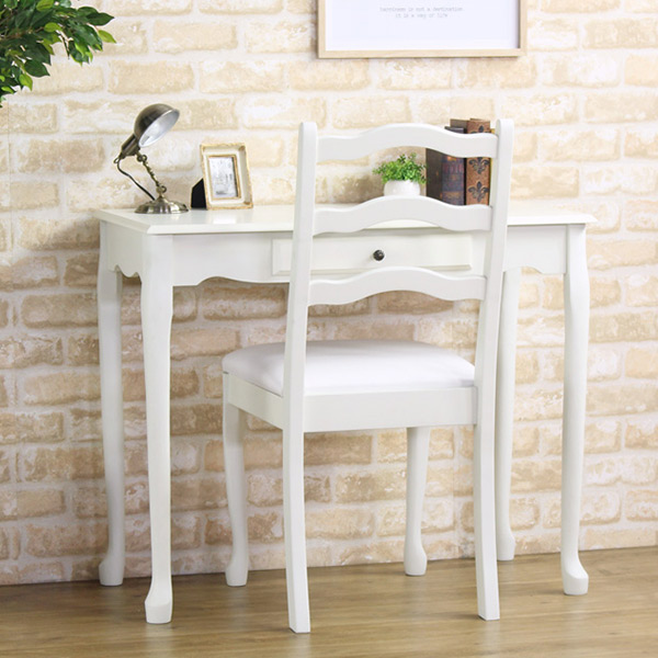 デスクチェア 木製 椅子 アンティーク調 姫系 座面高48.5cm