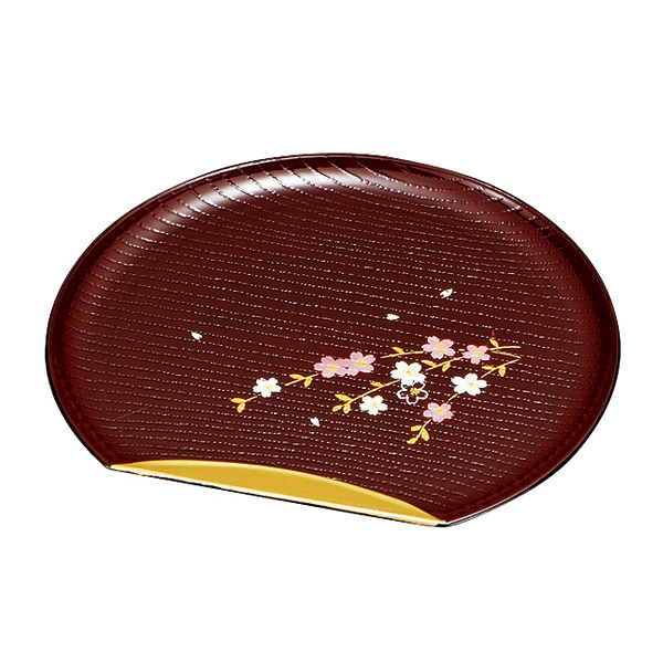 日本和食器 漆器 5個セット 金色 銘々皿 半月皿 溜渕金 花さくら 漆器 和菓子 皿 食器 日本製